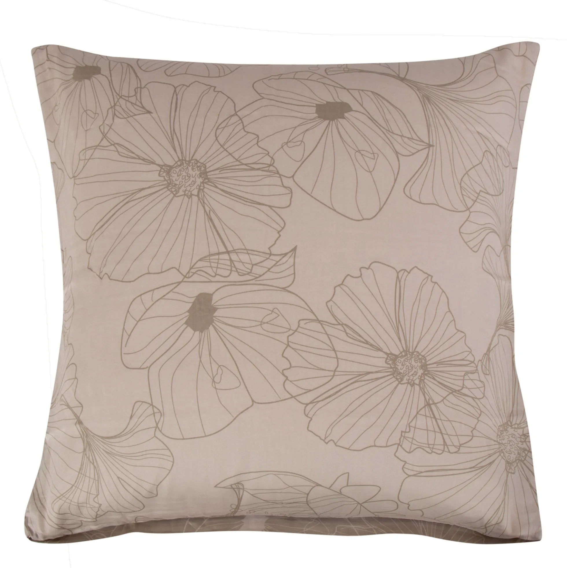 Pudebetræk 60x63 cm - Bomuldssatin - Big Flower sand - Vendbart blomster print