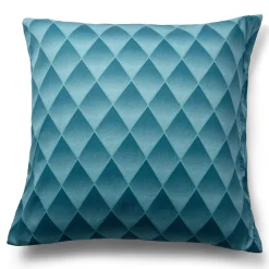 Pudebetræk 60x63 cm - 100% bomuldssatin - Blåt 3D harlekinmønster