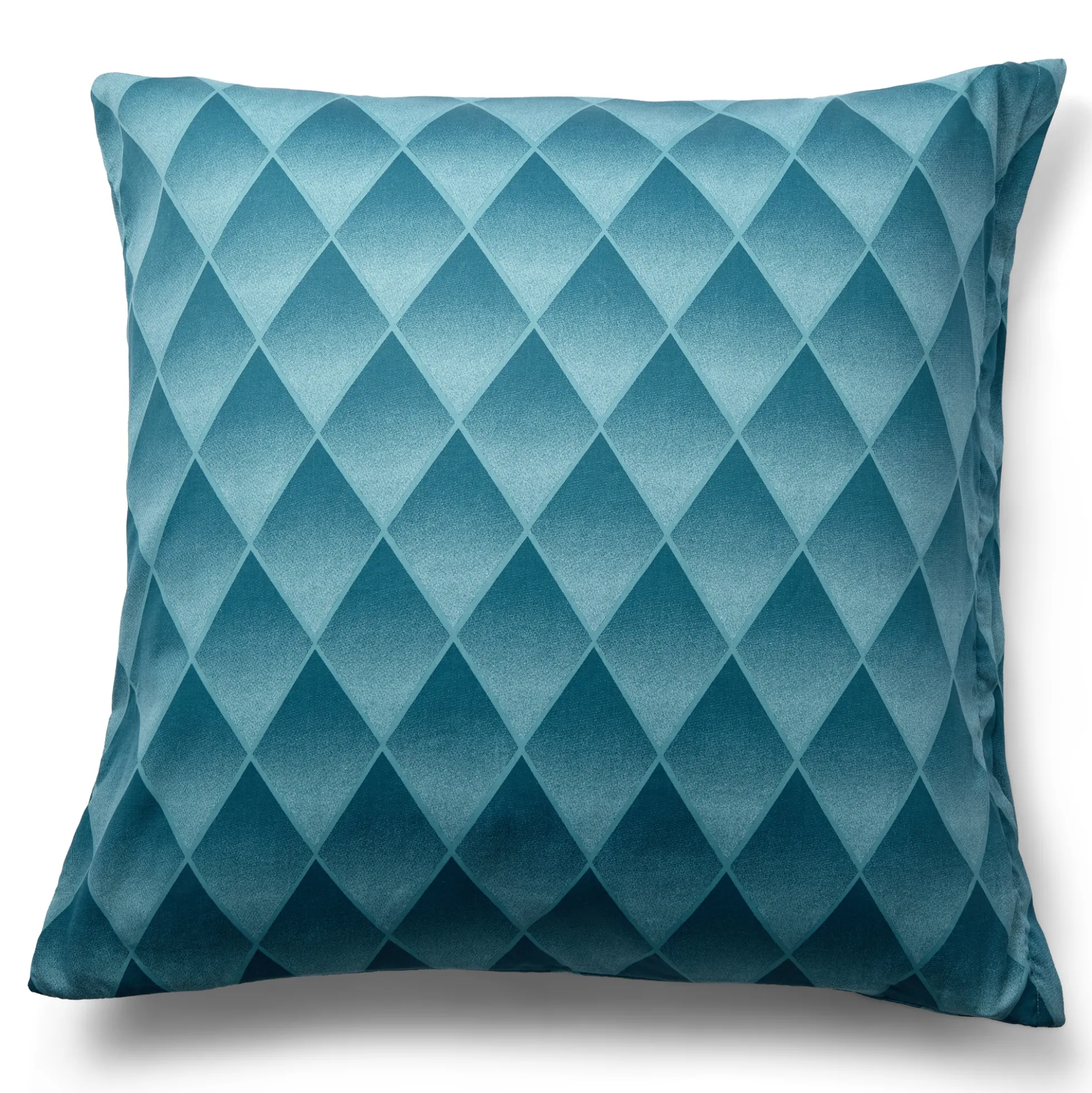 Pudebetræk 60x63 cm - 100% bomuldssatin - Blåt 3D harlekinmønster