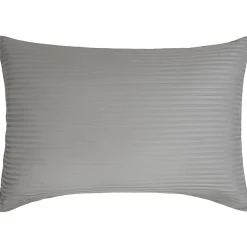 Pudebetræk 70x100 cm - 100% bomuldssatin - Gavlpude - Klassisk lysegrå striber