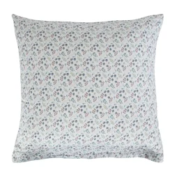 Pudebetræk 60x63 cm - Bomuldssatin - Hvid med blåt blomster print