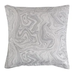 Pudebetræk 60x63 cm - Bomuldssatin - Lysegråt marble print
