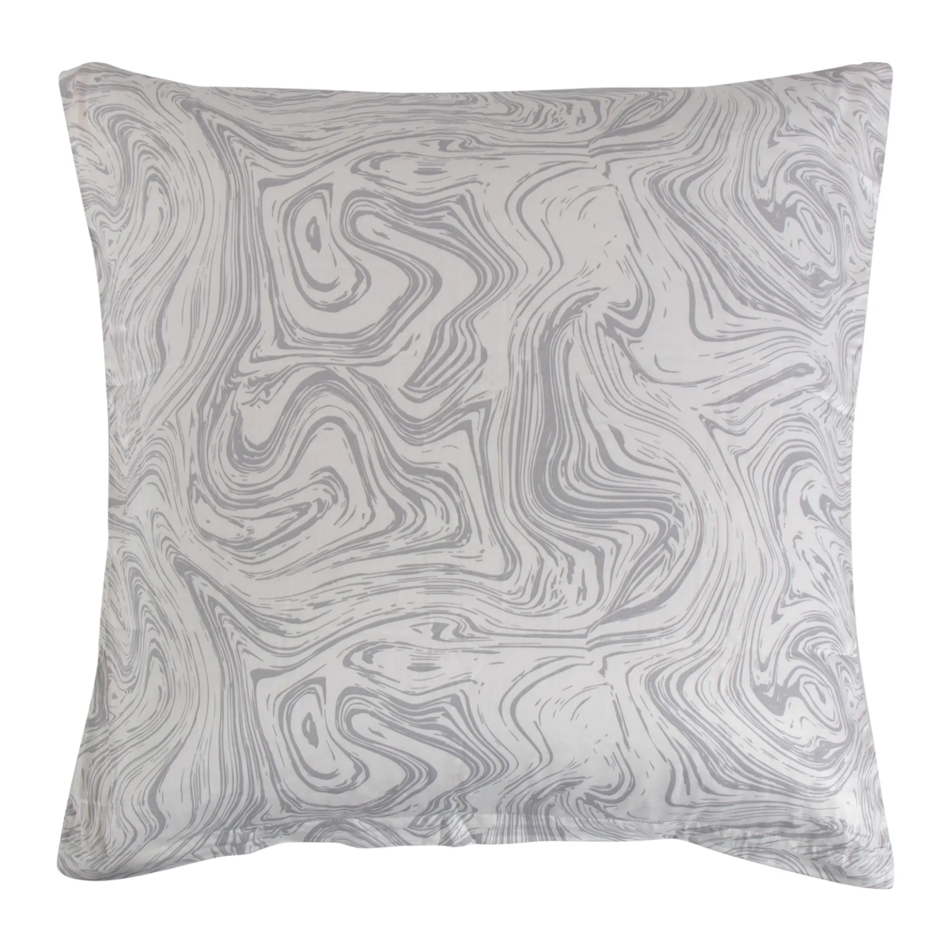 Pudebetræk 60x63 cm - Bomuldssatin - Lysegråt marble print