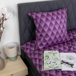 Pudebetræk 60x63 cm - 100% bomuldssatin - Lilla 3D harlekinmønster