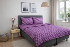 Pudebetræk 60x63 cm - 100% bomuldssatin - Lilla 3D harlekinmønster