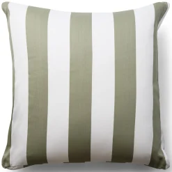 Pudebetræk 60x63 cm - 100% bomuldssatin - Nordic Stripe - Brede olivengrønne striber