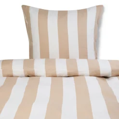 Pudebetræk 60x63 cm - 100% bomuldssatin - Nordic Stripe - Brede naturfarvet striber