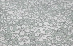 Pudebetræk 60x63 cm - Bomuldssatin - Støvet grønt blomster print