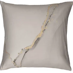 Pudebetræk 60x63 cm - 100% Bomuldssatin - Vendbart gråt marmoreret design