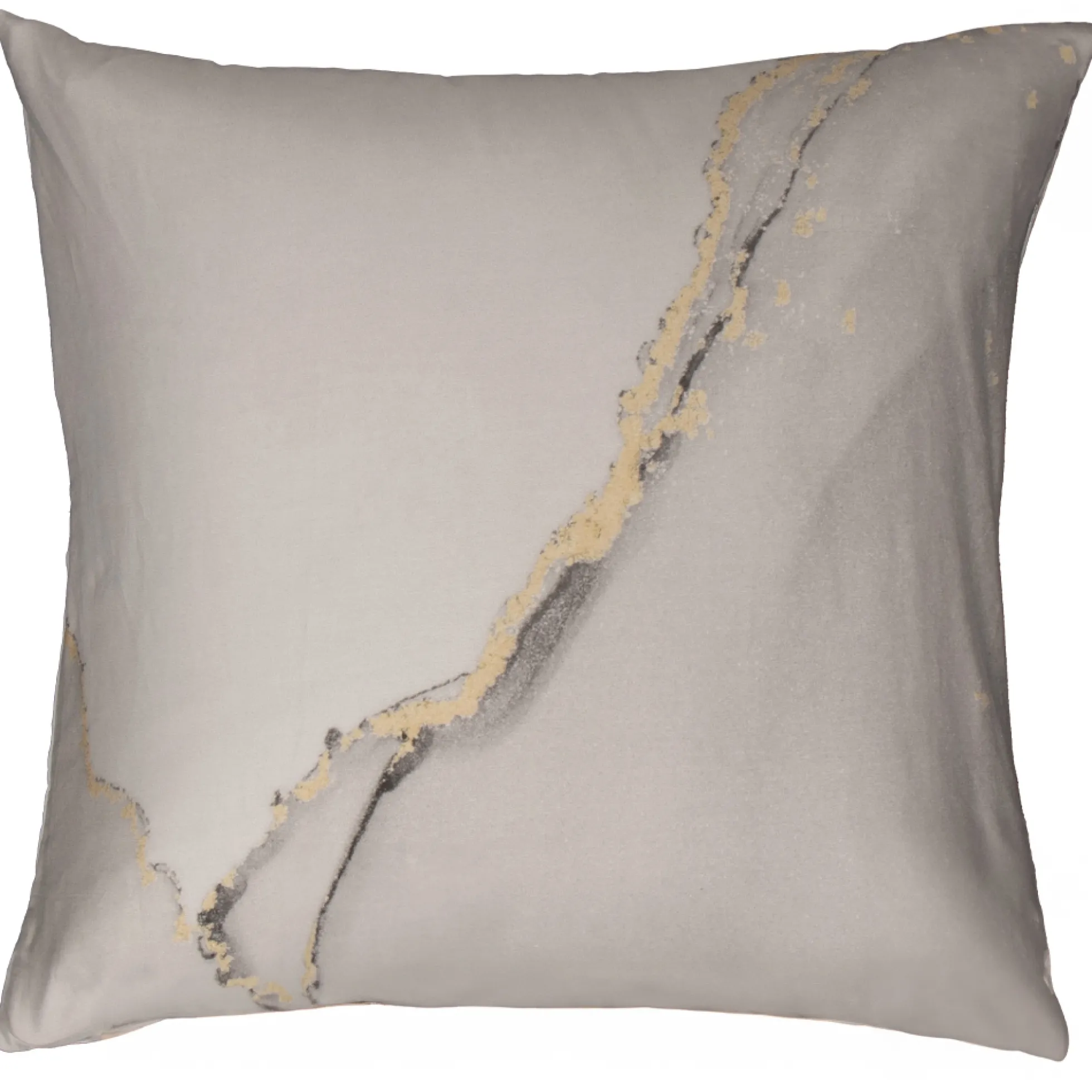 Pudebetræk 60x63 cm - 100% Bomuldssatin - Vendbart gråt marmoreret design