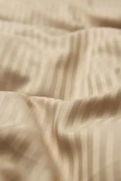 Pudebetræk 60x63 cm - Egyptisk bomuld - Beige jacquardvævede striber