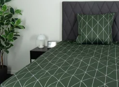 Pudebetræk 60x63 cm - Graphic harlekin - Grøn - 100% Bomuldssatin
