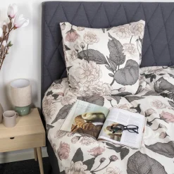 Pudebetræk 60x63 cm - Microfiber - Beige blomstret print