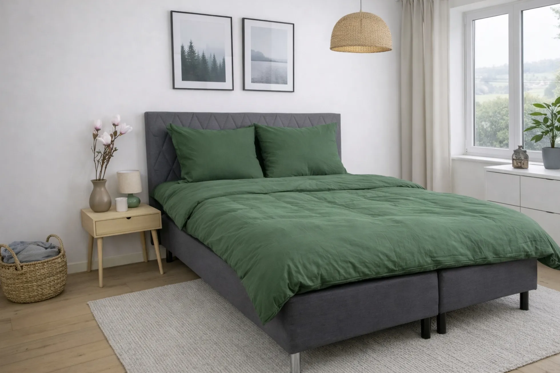 Pudebetræk 60x63 cm - Microfiber - Ensfarvet mørkegrøn