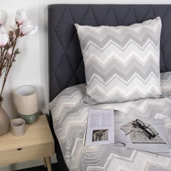 Pudebetræk 60x63 cm - Microfiber - Gråt zig zag mønster