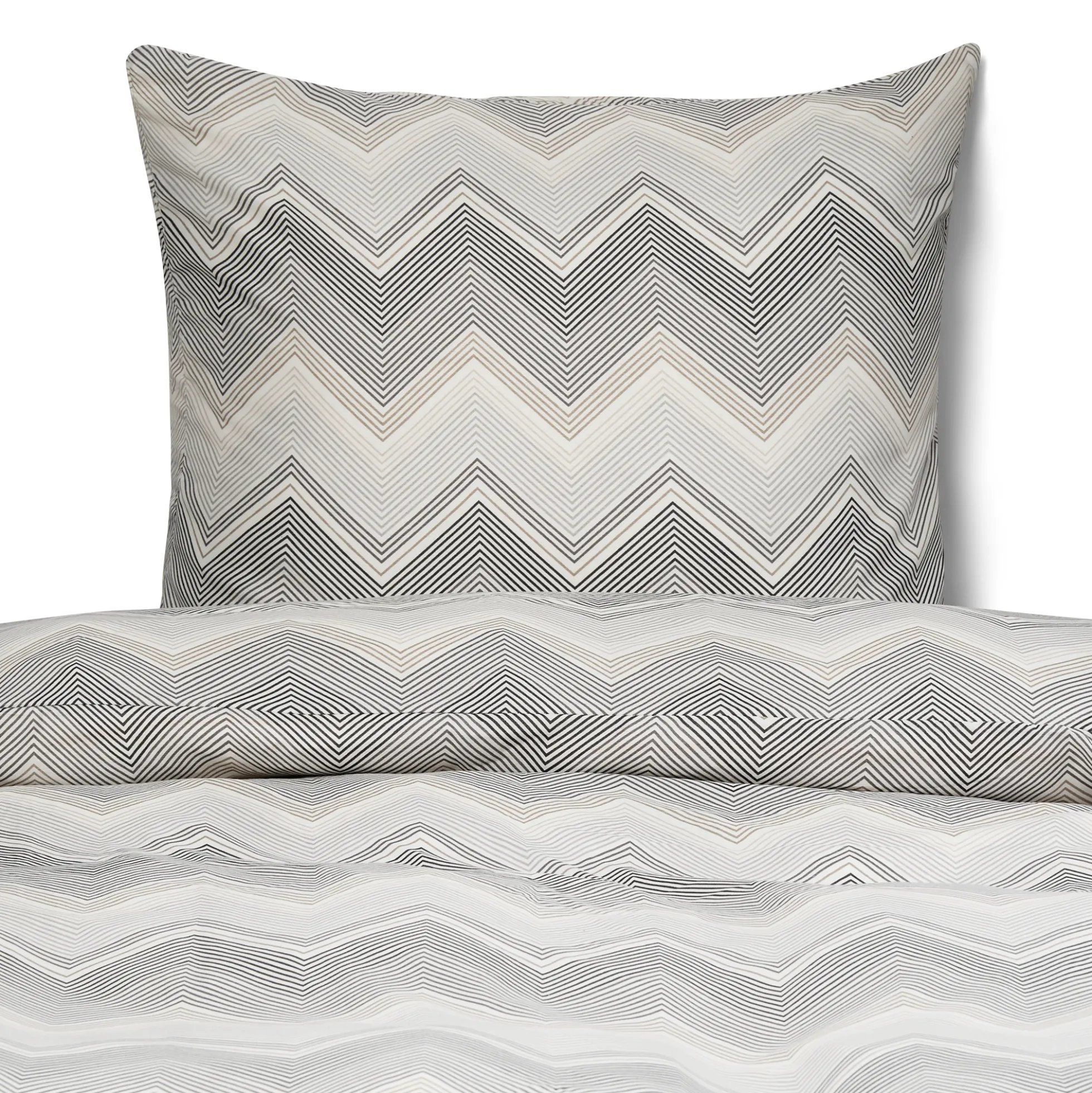 Pudebetræk 60x63 cm - Microfiber - Gråt zig zag mønster