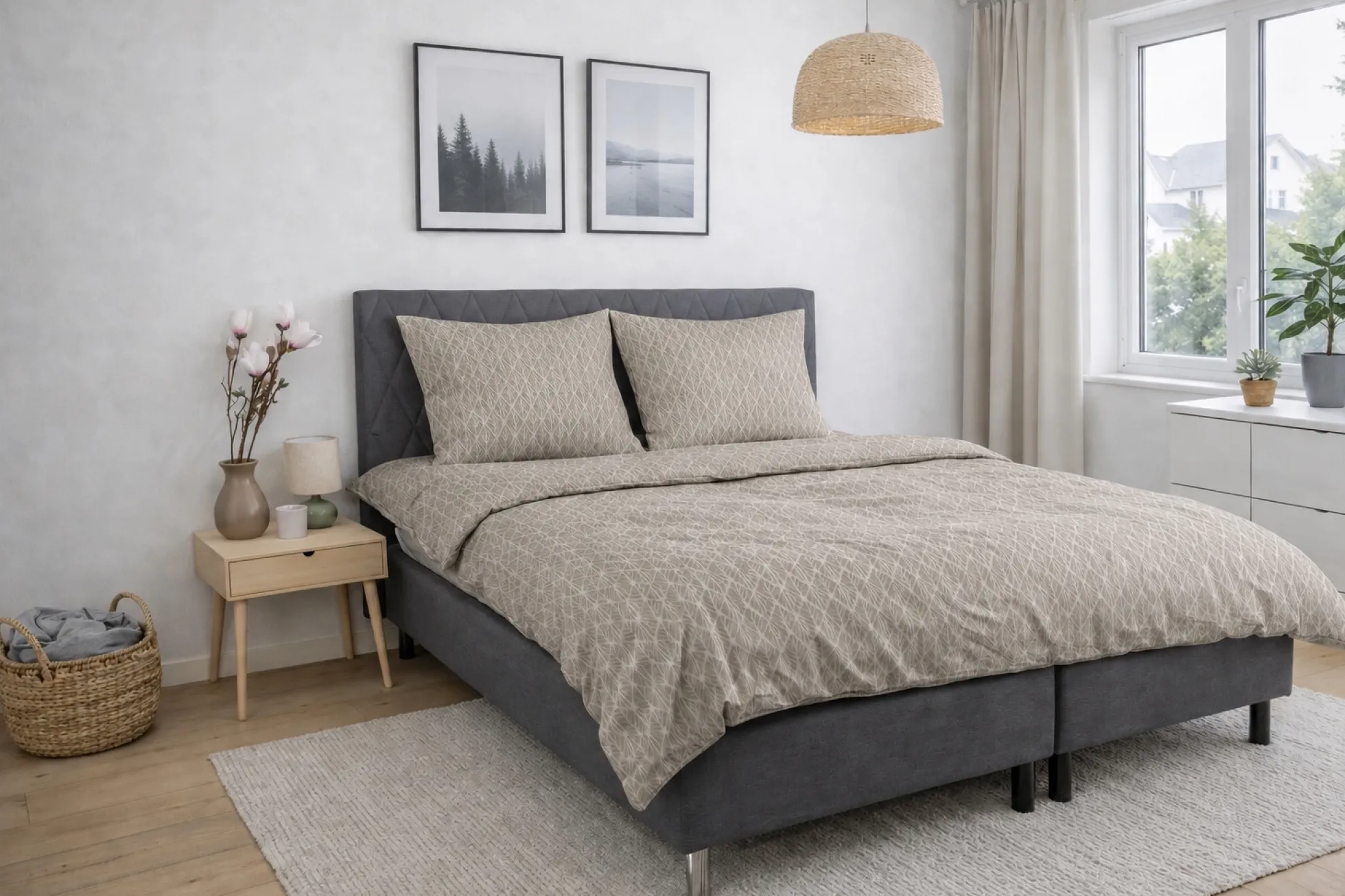 Pudebetræk 60x63 cm - Microfiber - Sandfarvet mønster