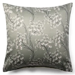 Pudebetræk 60x63 cm - Satin - Grønt vendbart blomster design