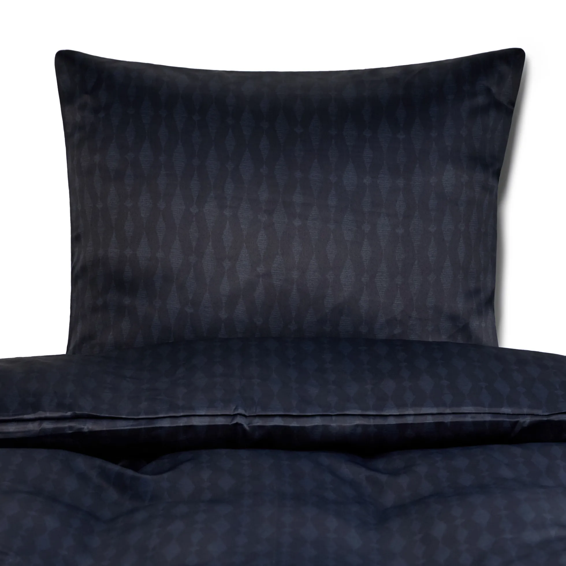 Pudebetræk 60x63 cm - Satin - Mørkeblåt mønster design