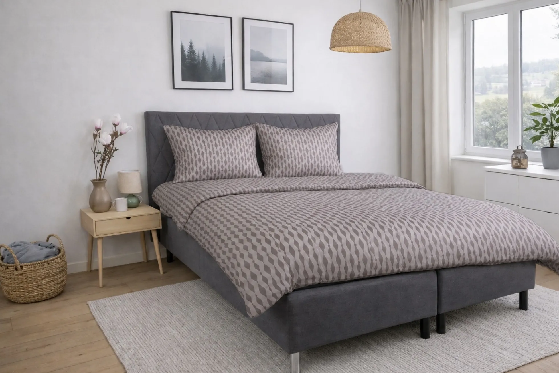 Pudebetræk 60x63 cm - Satin - Sandfarvet mønster design