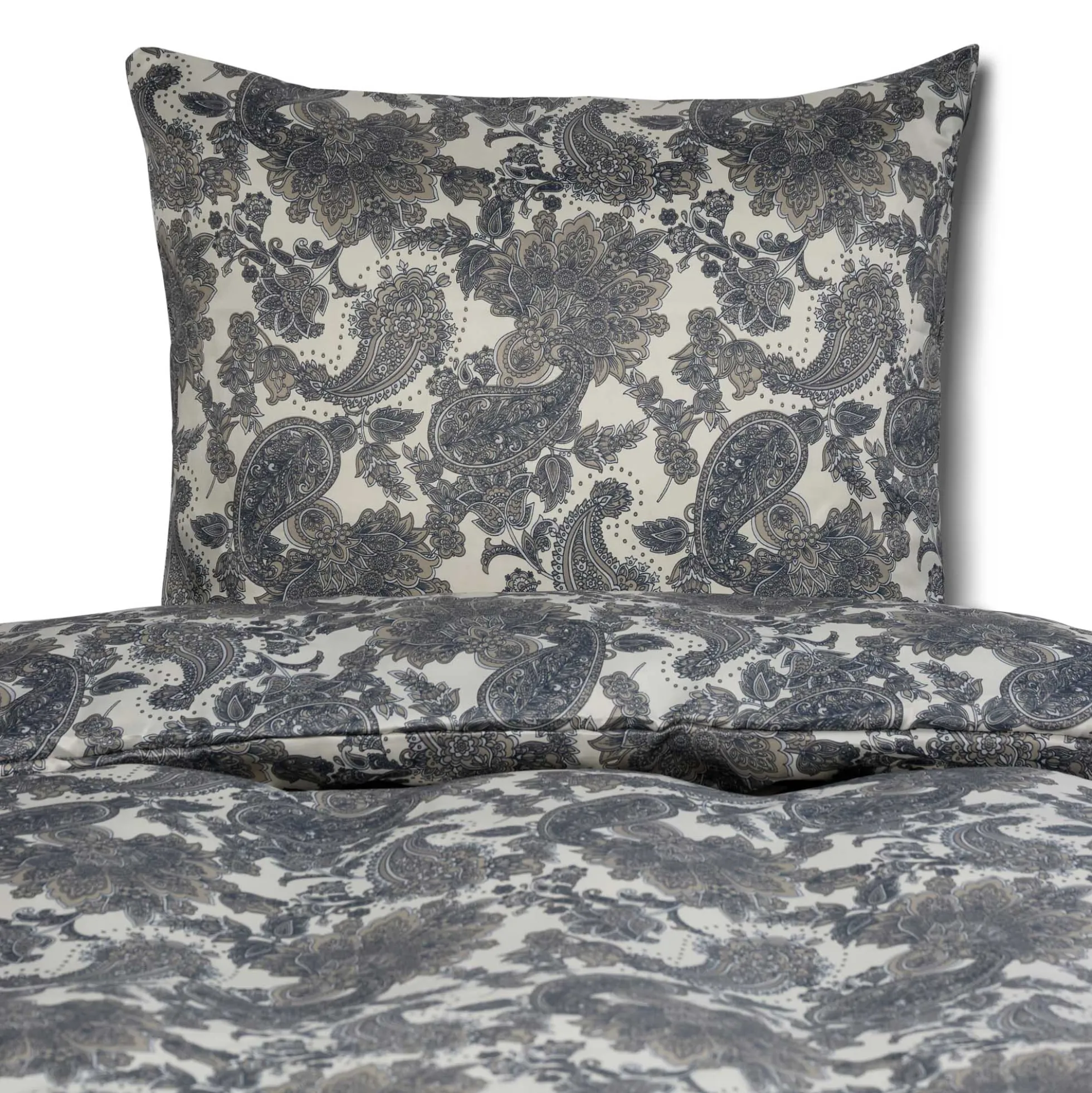 Pudebetræk 60x63 cm - Satin - Sandfarvet blomstret design