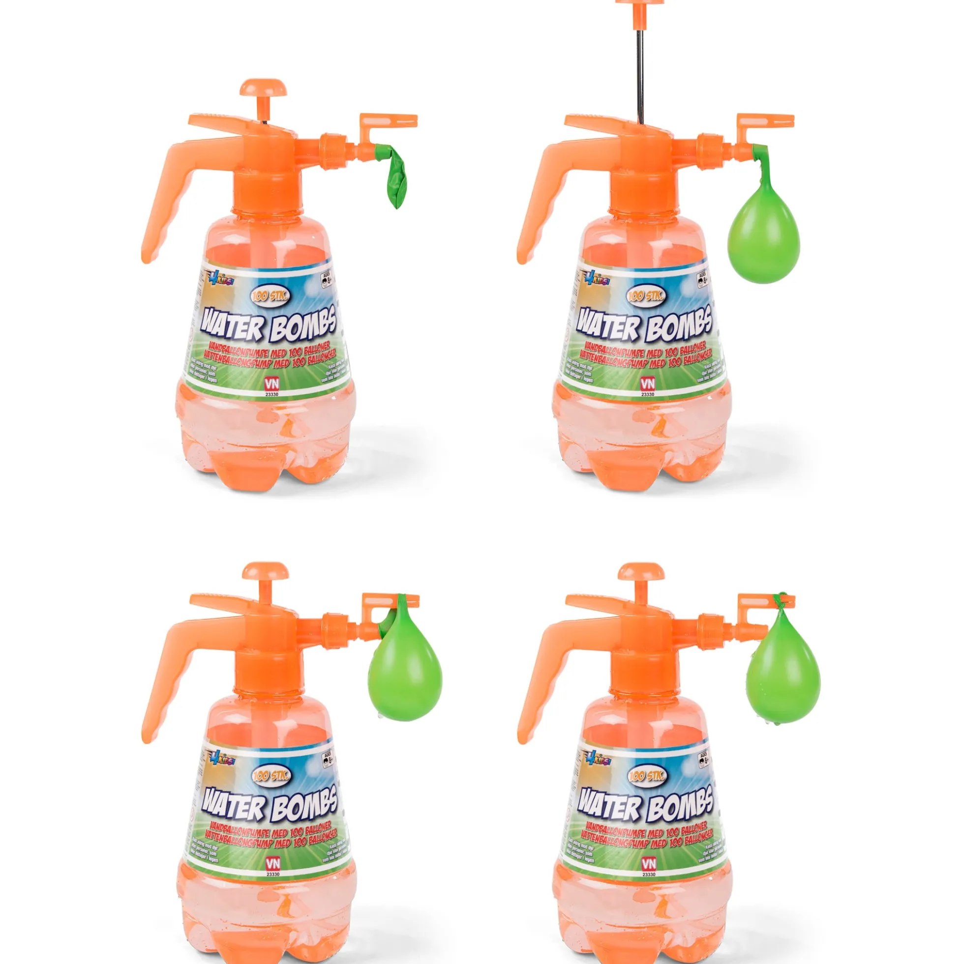 Pumpe med vandballoner 100 stk. - Hurtig klargøring til vandleg - Orange pumpe