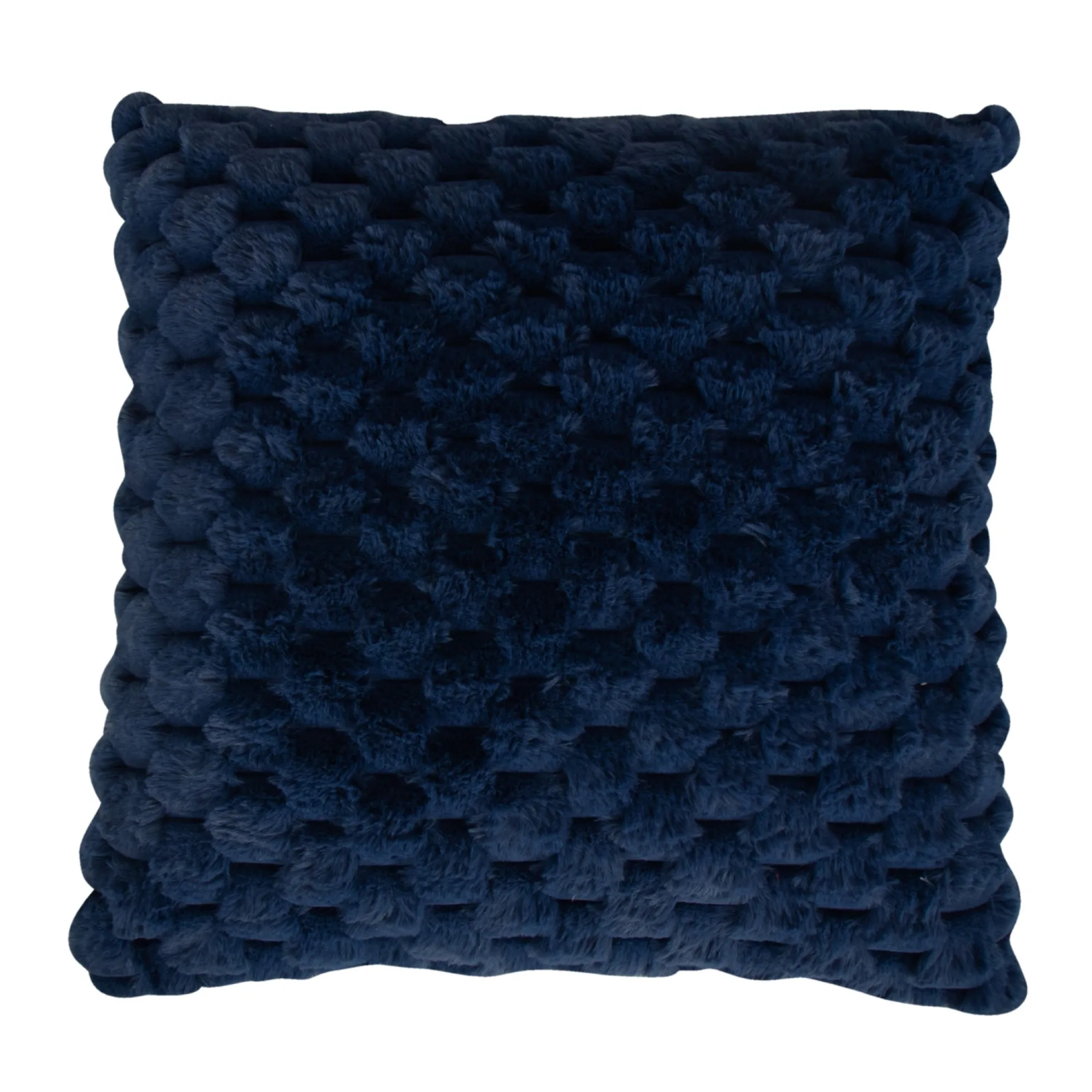 Pyntepude - 45x45 cm - Blå - Fake fur sofapude - Eksklusiv vaffelstruktur - Nordstrand Home