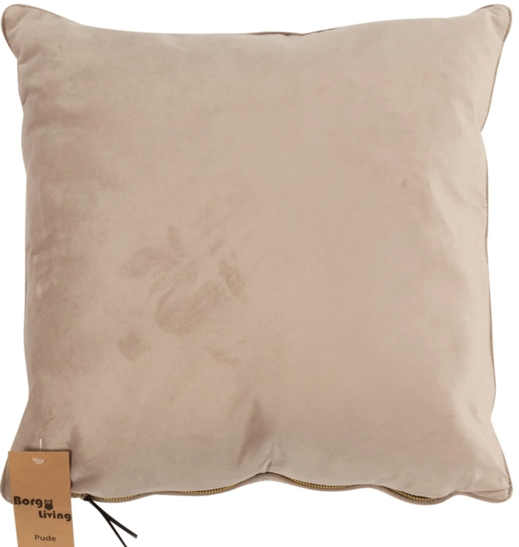 Pyntepude - 45x45 cm - Ensfarvet lys grå - Velour - Borg Living