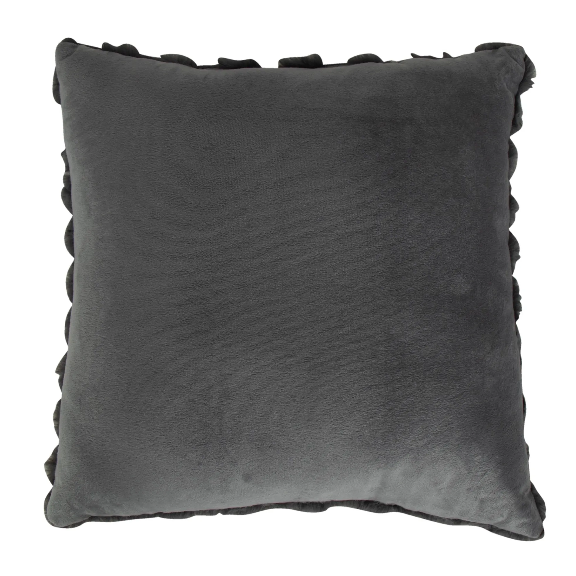 Pyntepude - 45x45 cm - Grå - Fake fur sofapude - Eksklusiv vaffelstruktur - Nordstrand Home