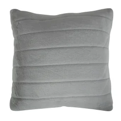 Pyntepude - 45x45 cm - Grå - Fake fur sofapude med striber - Nordstrand Home