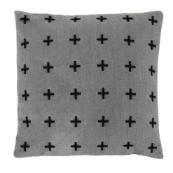 Pyntepude - 45x45 cm - Grå med krydser - Blød sofapude fra Borg living