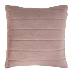 Pyntepude - 45x45 cm - Lys rosa - Fake fur sofapude med striber - Nordstrand Home