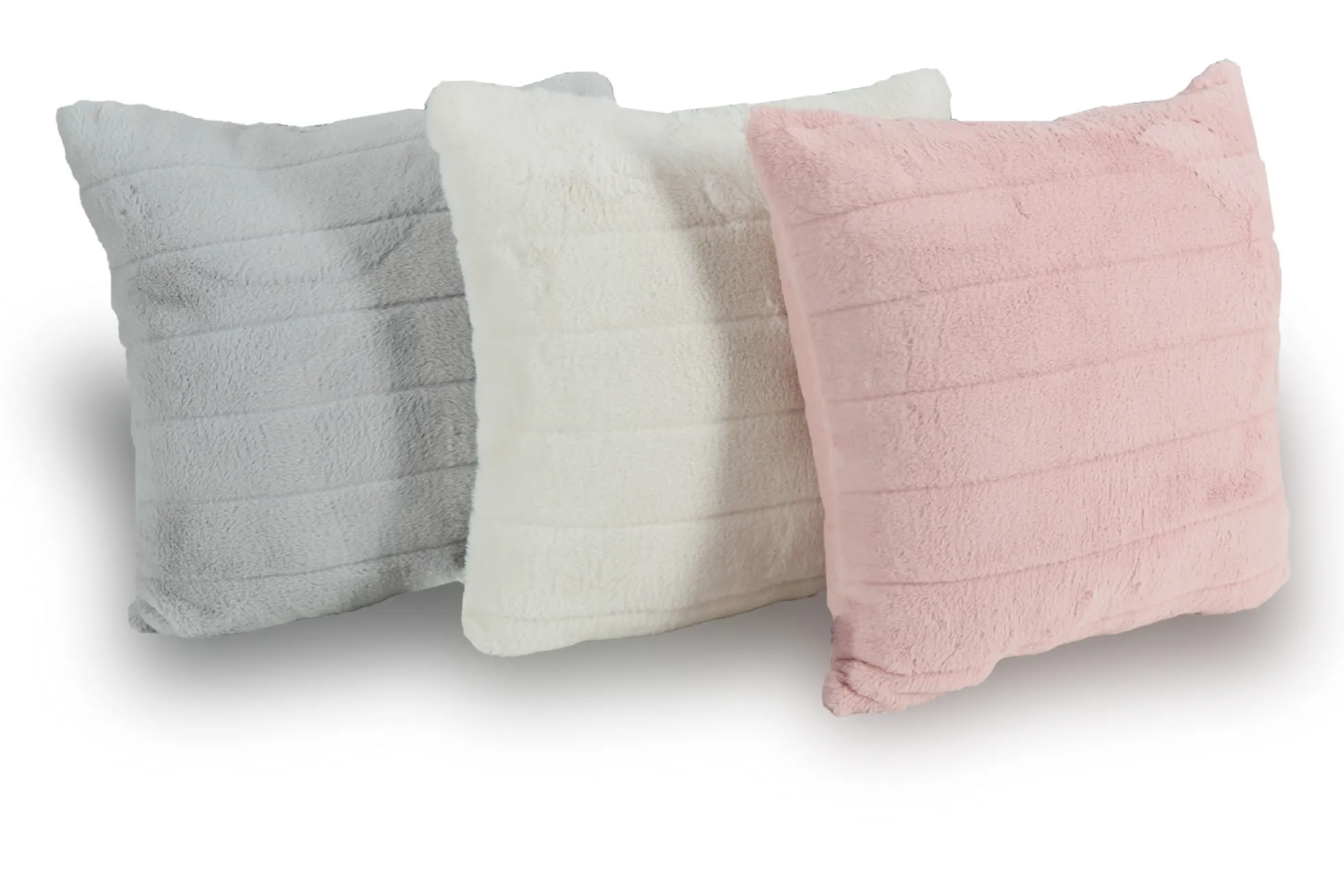 Pyntepude - 45x45 cm - Lys rosa - Fake fur sofapude med striber - Nordstrand Home