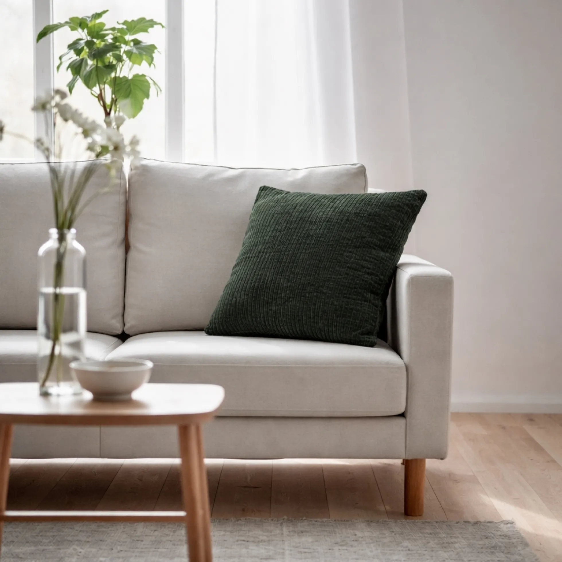 Pyntepude 45x45 cm - Mørkegrøn sofapude med fløjls look - Blød pude til sofaen - Borg Living