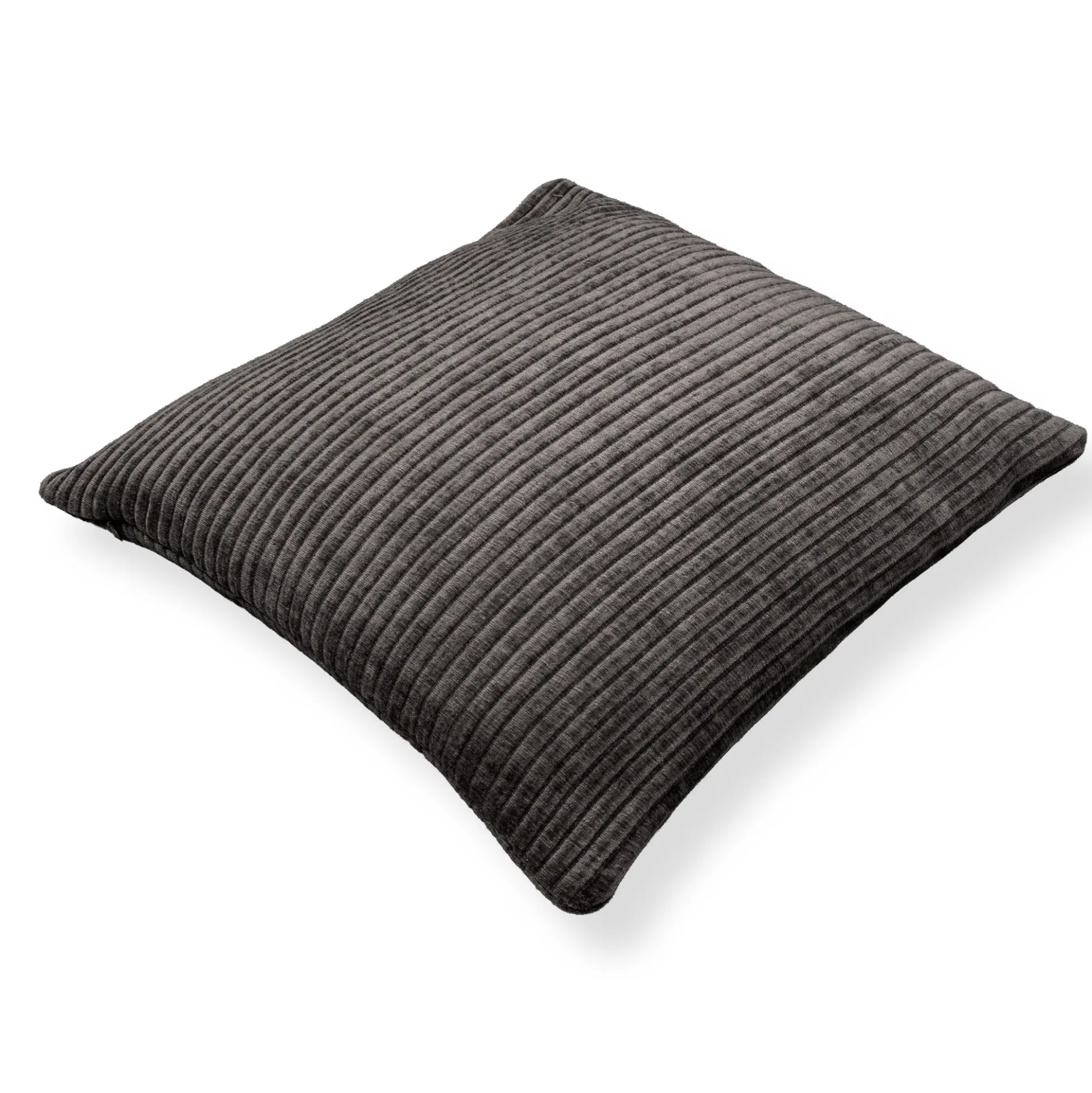 Pyntepude 45x45 cm - Mørkegrå sofapude med fløjls look - Blød pude til sofaen - Borg Living