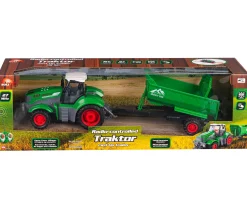 Radiostyret traktor med anhænger - 41 cm - Grøn