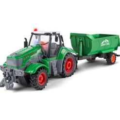 Radiostyret traktor med anhænger - 41 cm - Grøn