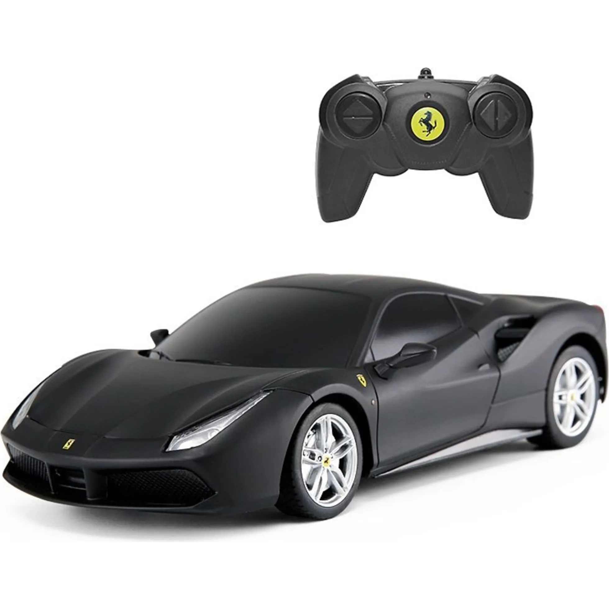 Rastar fjernstyret Ferrari 488 GTB 27 MHz - Mat sort - 19 cm