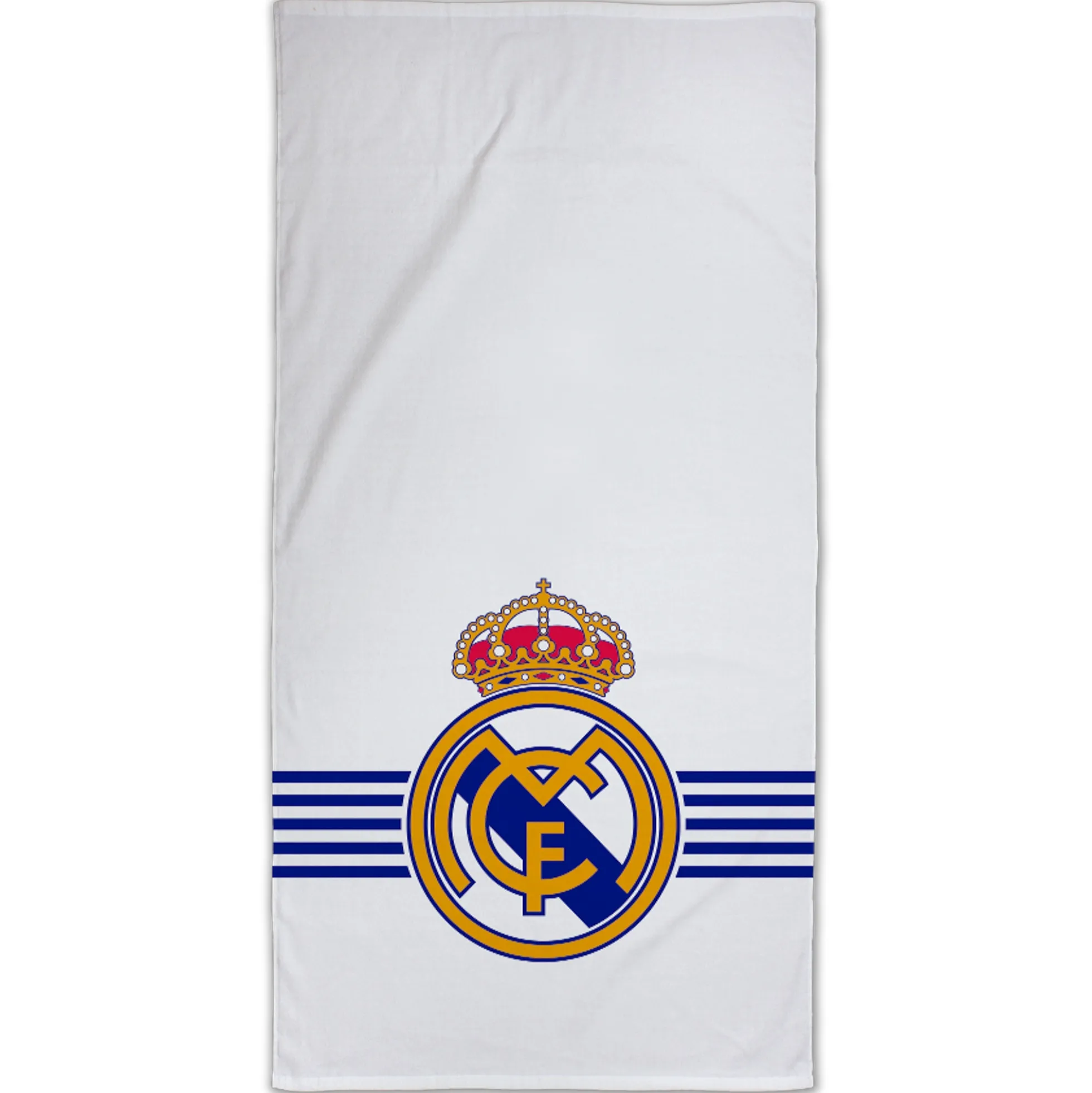 Real Madrid hvid håndklæde - 70x140 cm - 100% bomuld - Blødt badehåndklæde med Hvidt Real Madrid logo