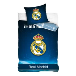 Real Madrid sengetøj - 100% bomuld - Børnesengetøj 140x200 cm - Fodbold sengetøj - Hala Madrid
