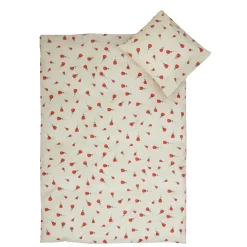 Rose sengetøj - 100% bomuld - Babysengetøj 70x100 cm - Beige med roser