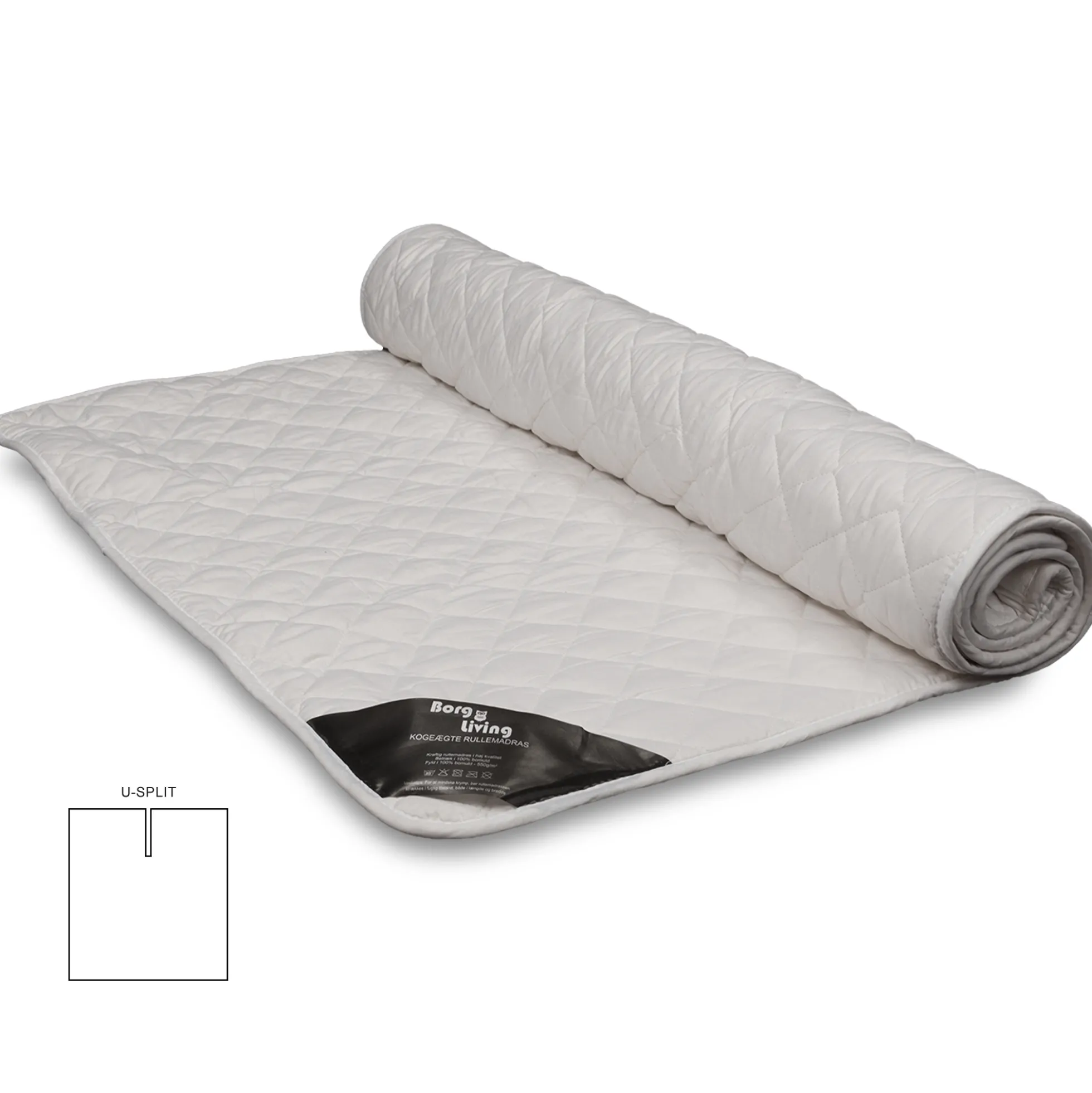 Rullemadras U-Split - 180x210 cm - Kogeægte Bomuld - Borg Living