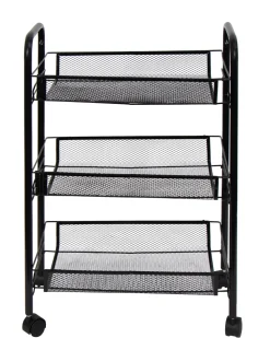 Rullevogn med 3 aftagelige kurve - 64x45x26 cm - Sort metalvogn på hjul