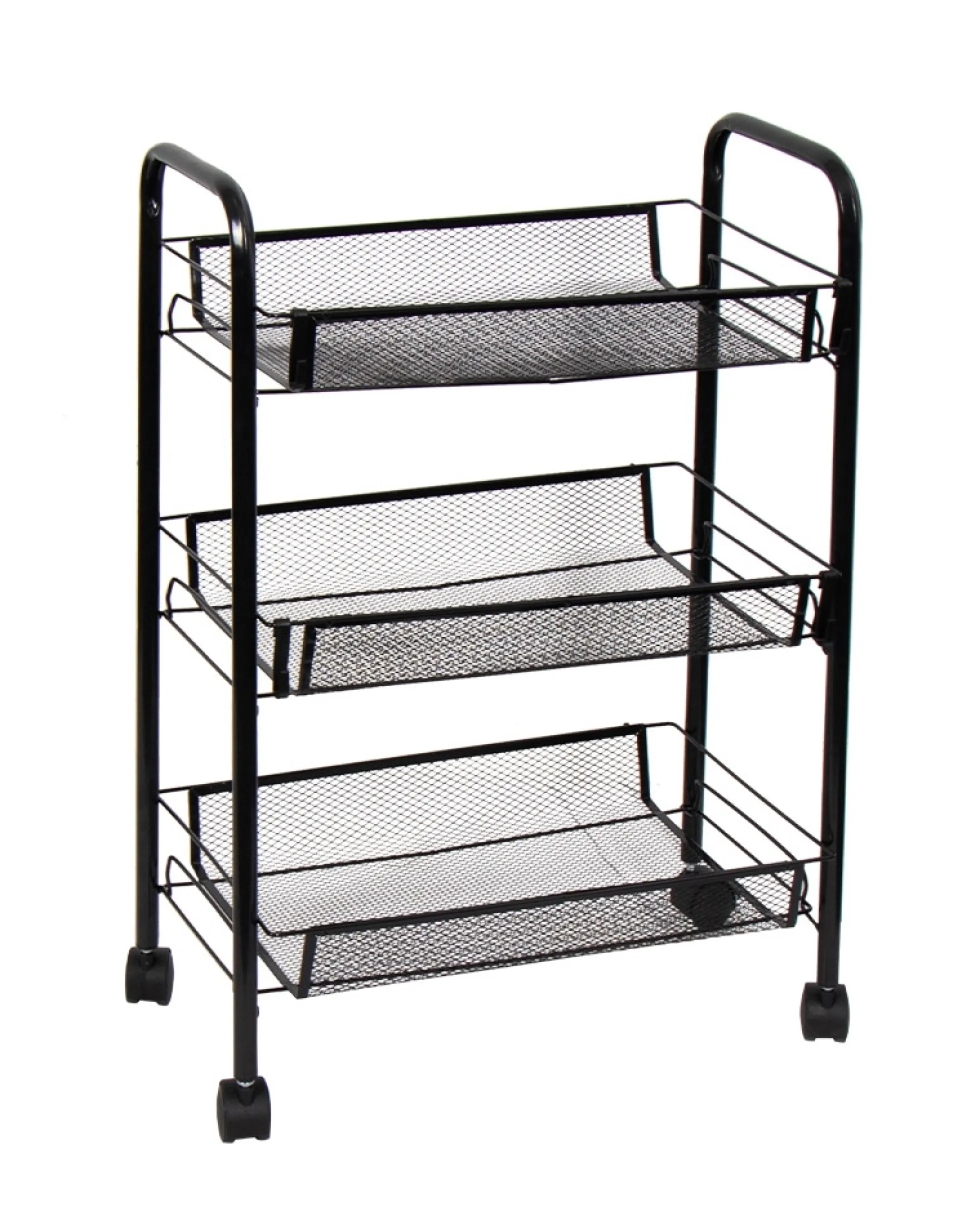 Rullevogn med 3 aftagelige kurve - 64x45x26 cm - Sort metalvogn på hjul