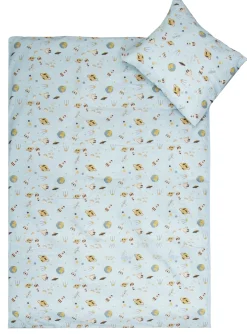 Rummotiv sengetøj - 100% bomuld - Babysengetøj 70x100 cm - Blåt med rummotiver