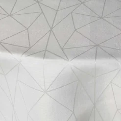 Rund dug - Ø230 cm - Damask dug - Hvid tekstildug - Jacquardvævet dug med geometrisk mønster - Dug til rundt bord