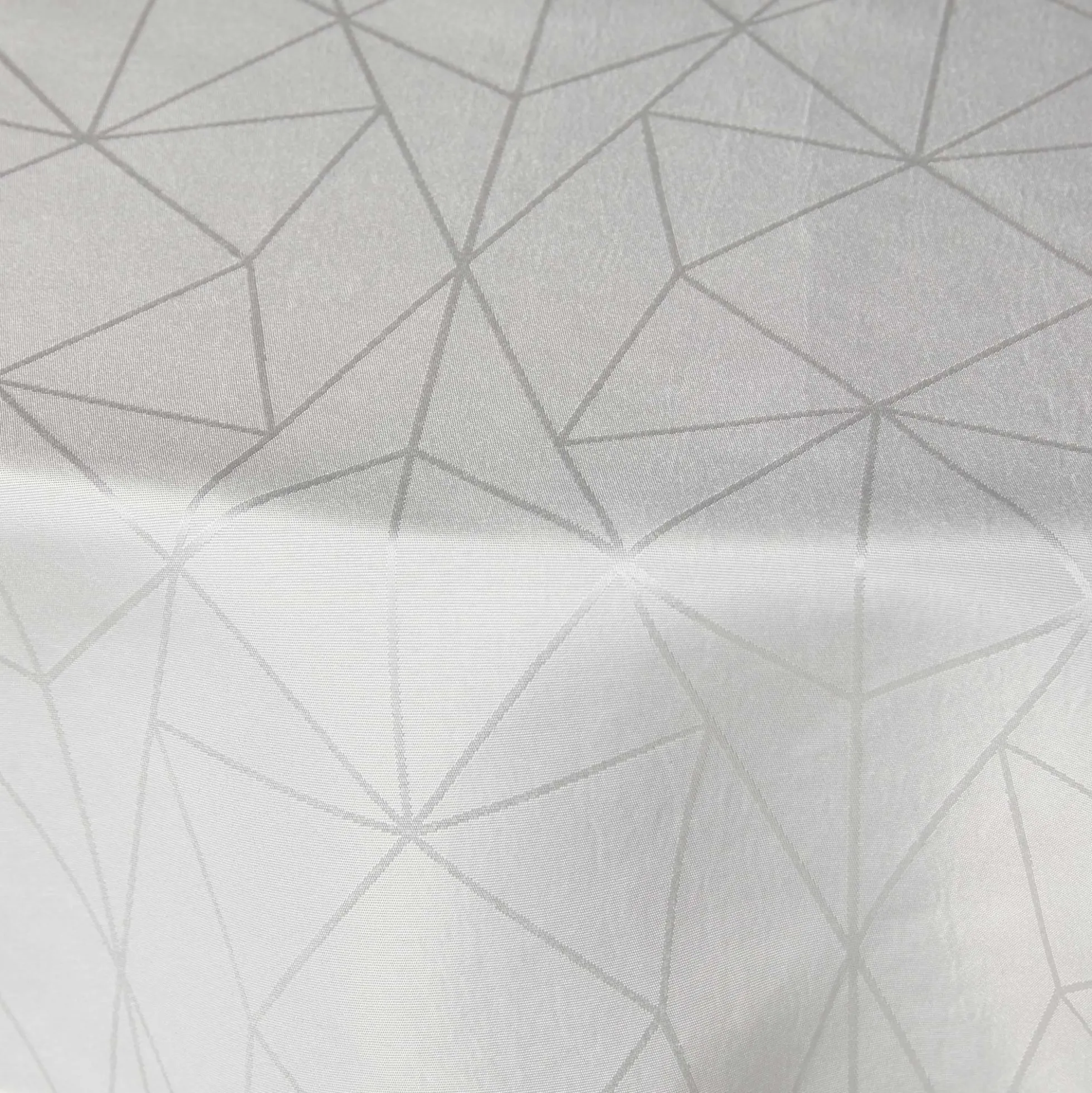 Rund dug - Ø230 cm - Damask dug - Hvid tekstildug - Jacquardvævet dug med geometrisk mønster - Dug til rundt bord