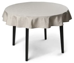 Rund dug - Ø230 cm - Damask dug - Sandfarvet tekstildug - Jacquardvævet dug med geometrisk mønster - Dug til rundt bord