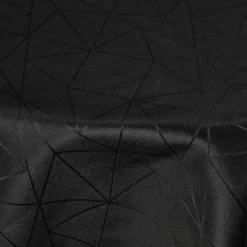 Rund dug - Ø230 cm - Damask dug - Sort tekstildug - Jacquardvævet dug med geometrisk mønster - Dug til rundt bord