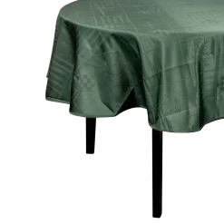 Rund juledug - Ø230 cm - Grøn med hjerter og stjerner - Jacquardvævet borddug - Eksklusiv dug